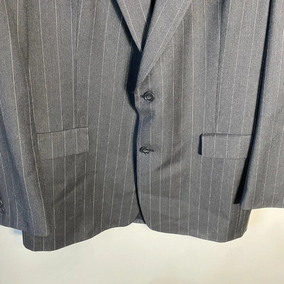 Hart Schaffner Marx Pinstripe Wool Sport Coat Dinner Jacket Blazer Men 44L Black - Picture 7 of 13